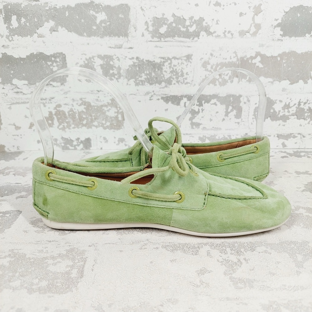 NEW Sperry Slimboat LTT Sneakers Women 5.5 Green Suede Preppy Coastal M554 - Picture 2 of 11